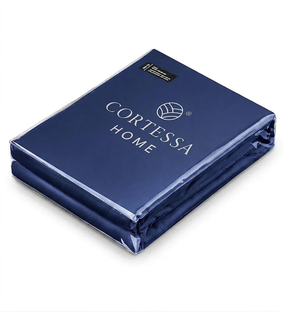 Blue Luxe Plain Duvet Cover Set - 300 Thread Count