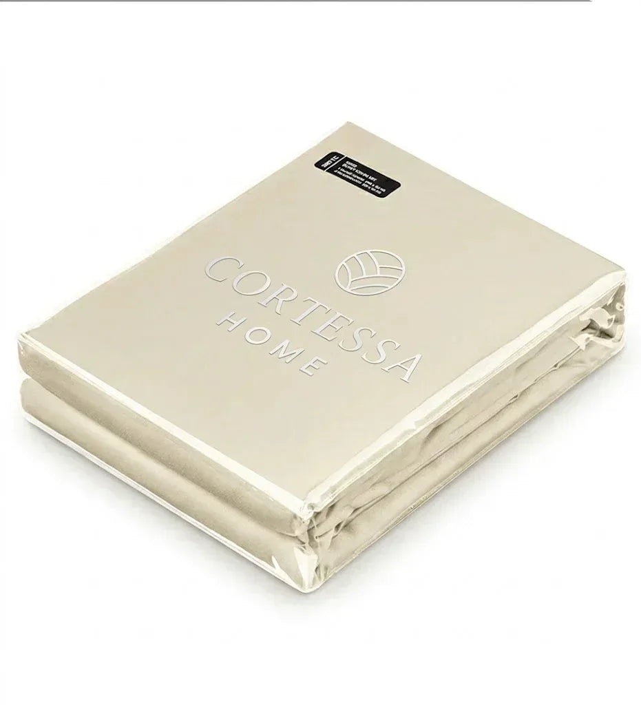 Beige Luxe Plain Duvet Cover Set - 300 Thread Count
