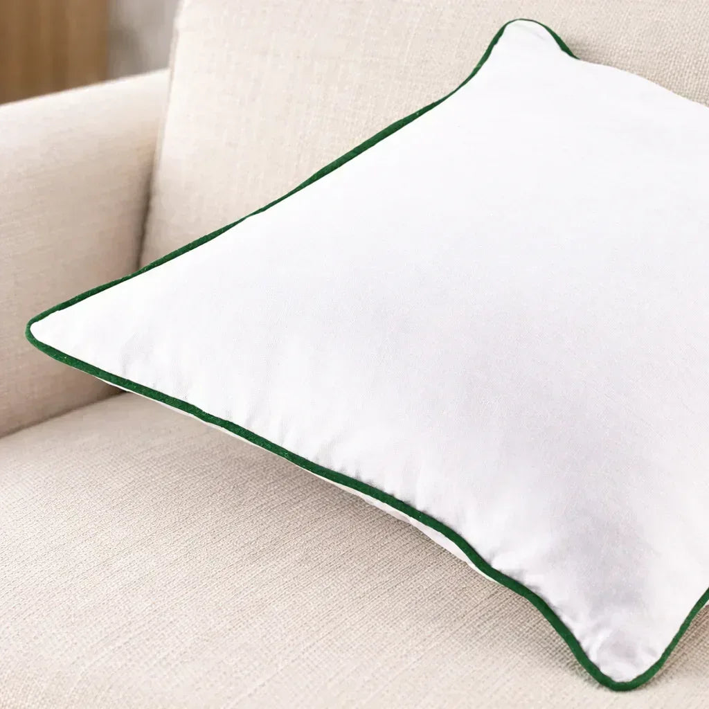 Serene Border Cushion Cover - White