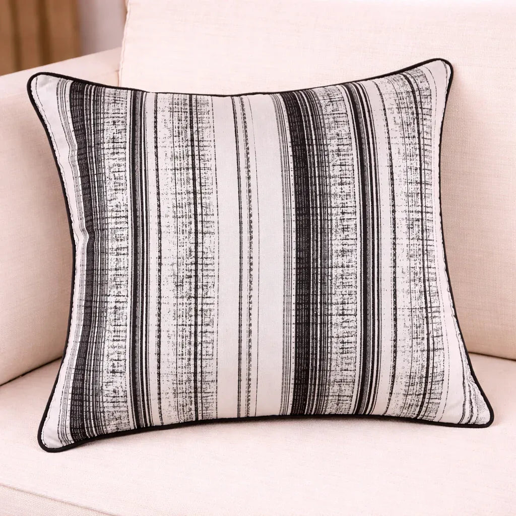 Monochrome Stripes Cushion Cover - Black