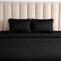 Black Luxe Plain Duvet Cover Set - 300 Thread Count