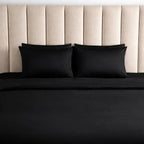 Black Luxe Plain Duvet Cover Set - 300 Thread Count