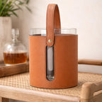 Luxury Ice Bucket - Leather & Glass