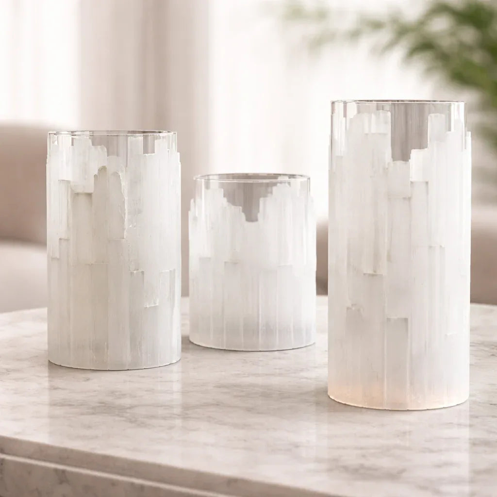Luxury Candle Holder - Gypsum Ore & Glass