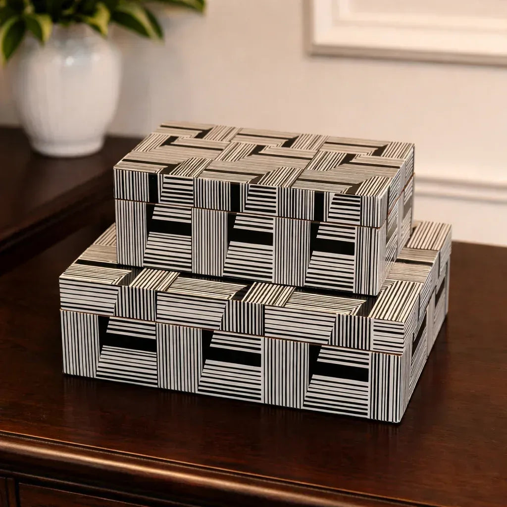 Striped Lacquer Storage Box