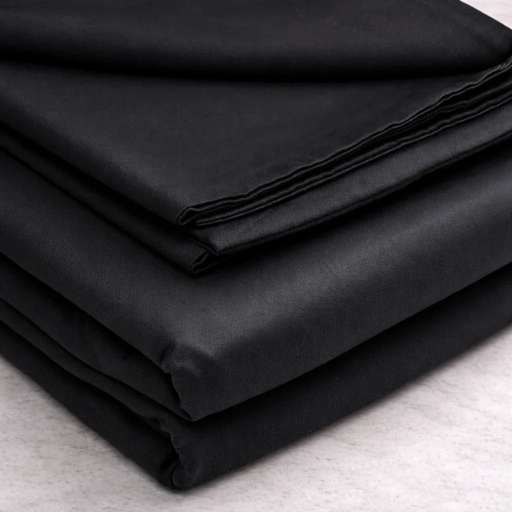 Black Luxe Plain Duvet Cover Set - 300 Thread Count