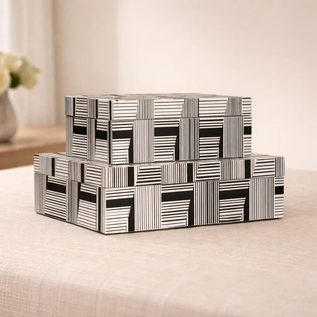 Striped Lacquer Storage Box