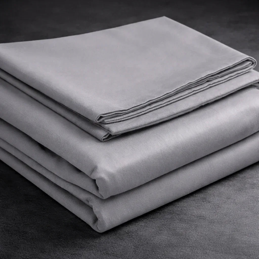 Grey Luxe Plain Duvet Cover Set - 300 Thread Count