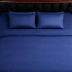 Blue Luxe Plain Duvet Cover Set - 300 Thread Count