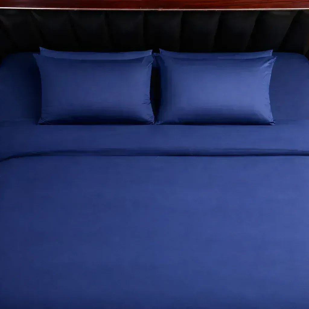 Blue Luxe Plain Duvet Cover Set - 300 Thread Count