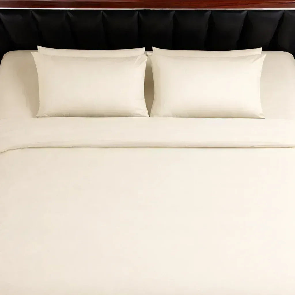 Beige Luxe Plain Duvet Cover Set - 300 Thread Count
