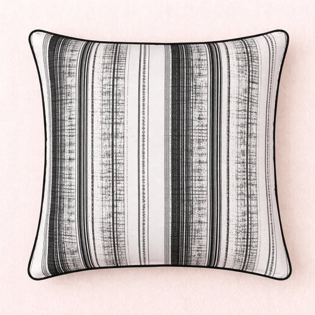 Monochrome Stripes Cushion Cover - Black
