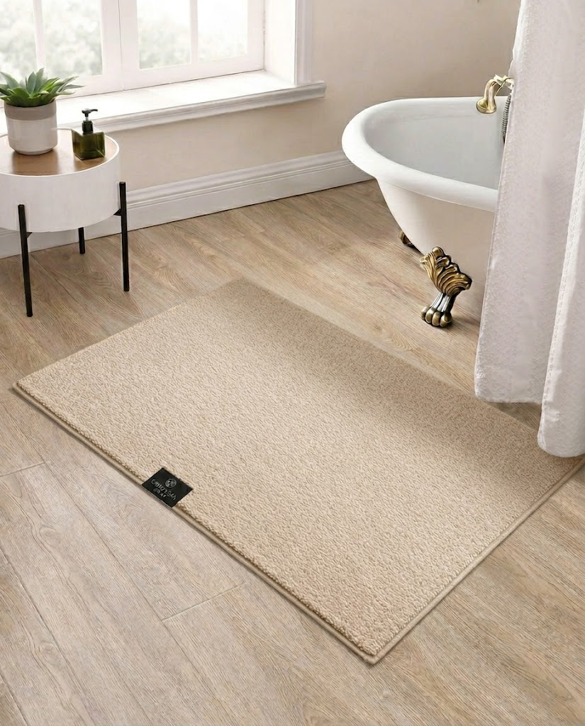 Beige Plush Bath Mat - Cortessa Home