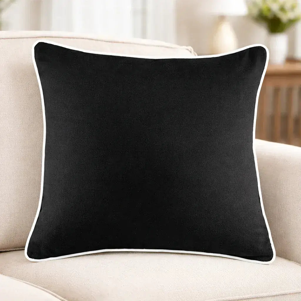 Classic Edge Cushion Cover - Black