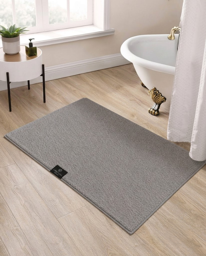 Grey Plush Bath Mat - Cortessa Home