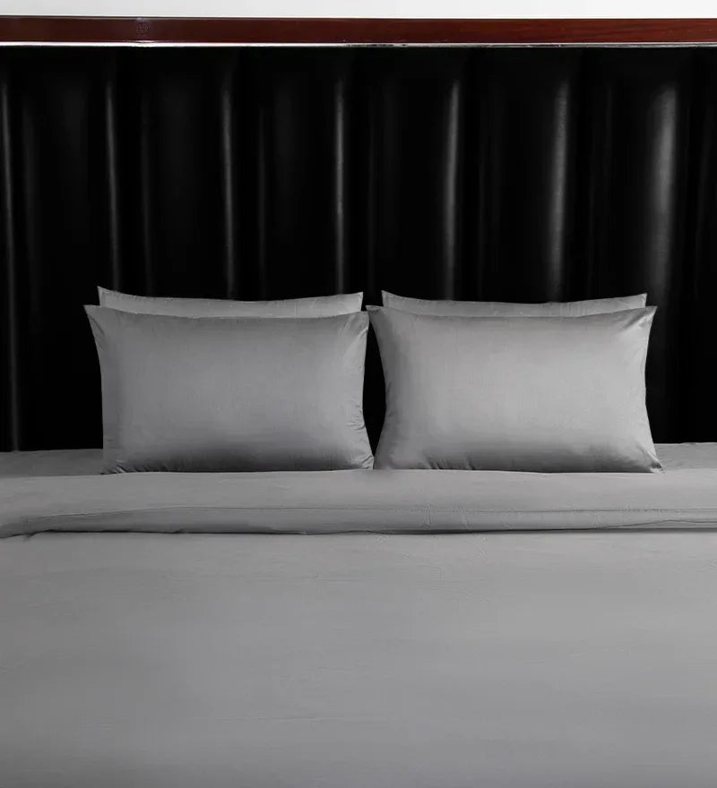 Grey Luxe Plain Duvet Cover Set - 300 Thread Count