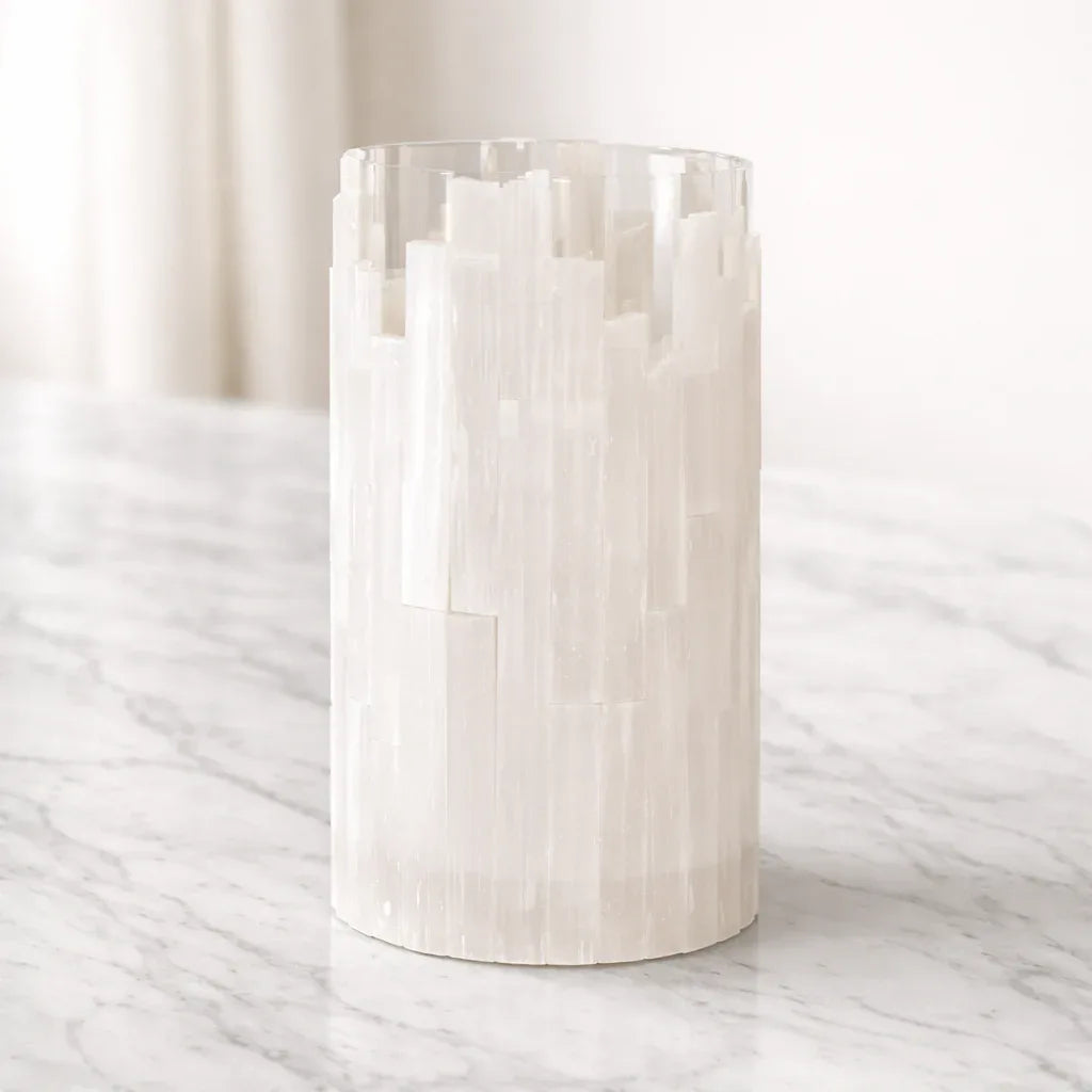 Luxury Candle Holder - Gypsum Ore & Glass