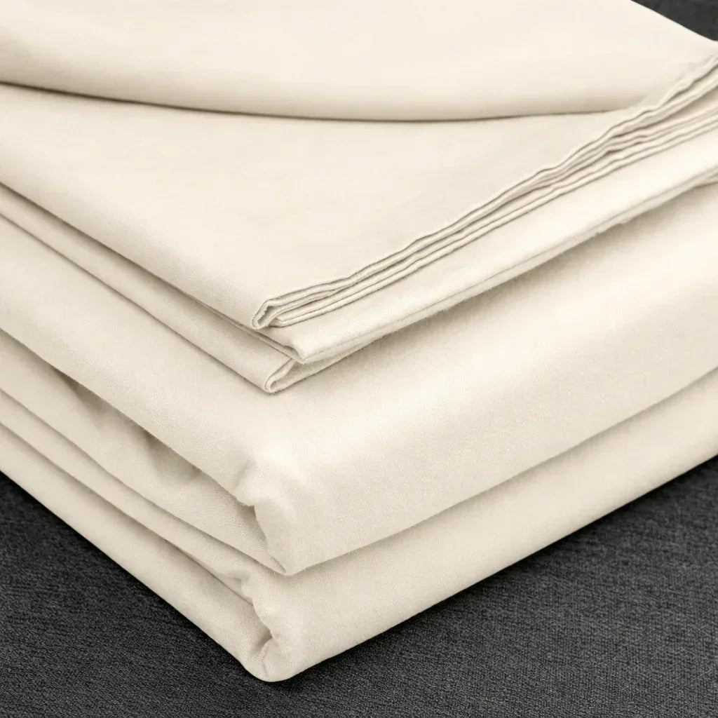 Beige Luxe Plain Duvet Cover Set - 300 Thread Count