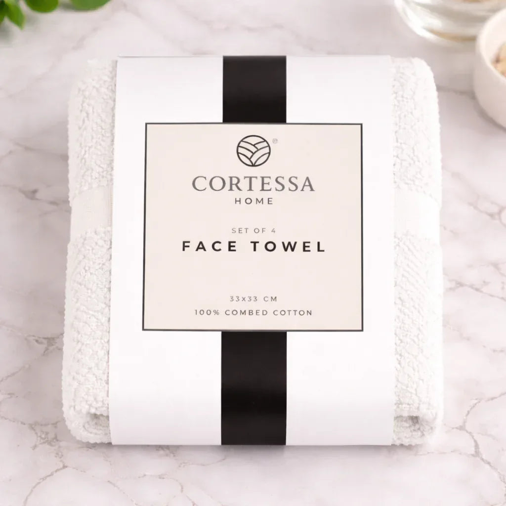 White Weave Face Towel - Set of 4