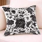Monochrome Bloom Cushion Cover - Black
