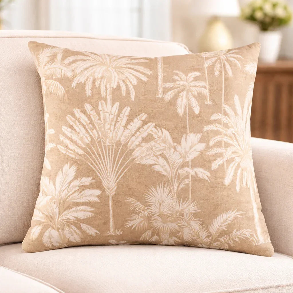 Almond Beige Cushion Cover - Printed